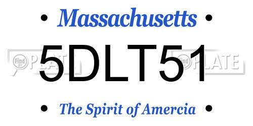 5DLT51 Massachusetts License Plate