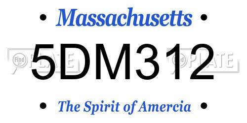 5DM312 Massachusetts License Plate
