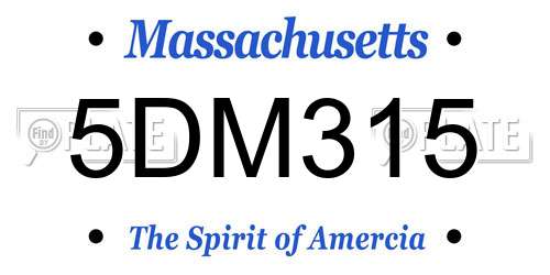 5DM315 Massachusetts License Plate