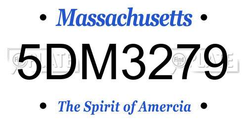 5DM3279 Massachusetts License Plate