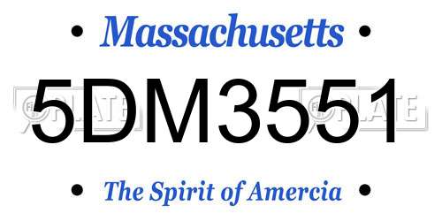 5DM3551 Massachusetts License Plate
