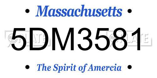 5DM3581 Massachusetts License Plate