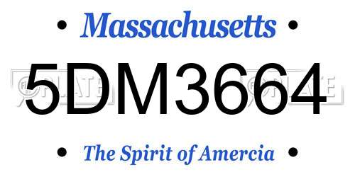 5DM3664 Massachusetts License Plate