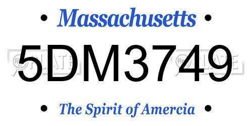 5DM3749 Massachusetts License Plate