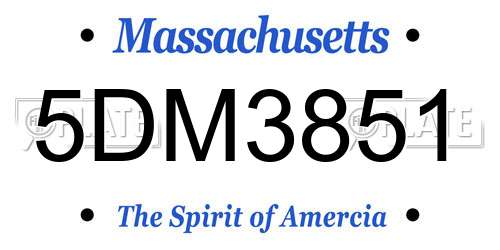 5DM3851 Massachusetts License Plate
