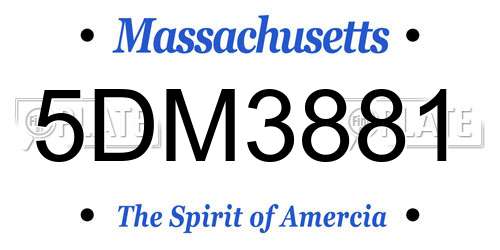 5DM3881 Massachusetts License Plate