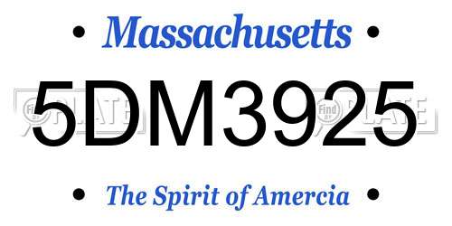 5DM3925 Massachusetts License Plate
