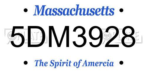 5DM3928 Massachusetts License Plate