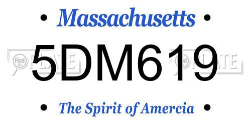 5DM619 Massachusetts License Plate