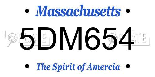 5DM654 Massachusetts License Plate