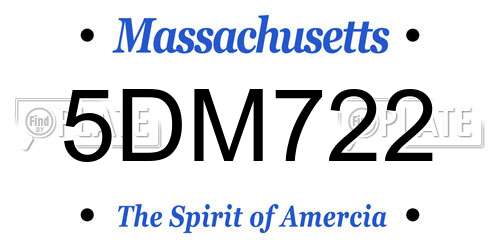 5DM722 Massachusetts License Plate