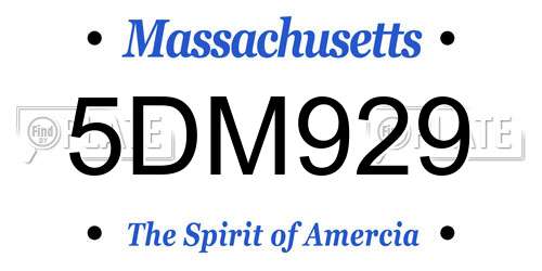 5DM929 Massachusetts License Plate