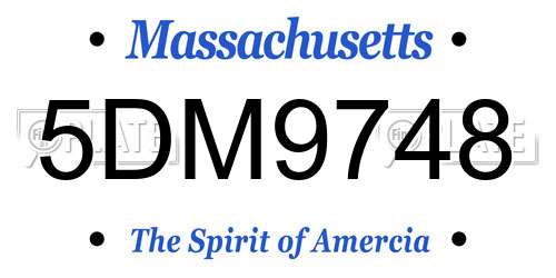 5DM9748 Massachusetts License Plate