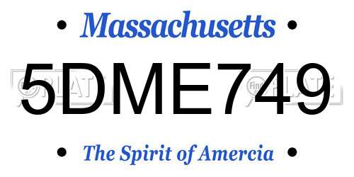 5DME749 Massachusetts License Plate