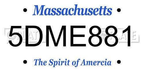 5DME881 Massachusetts License Plate