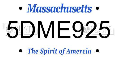 5DME925 Massachusetts License Plate