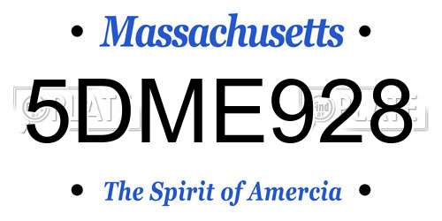 5DME928 Massachusetts License Plate