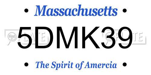 5DMK39 Massachusetts License Plate