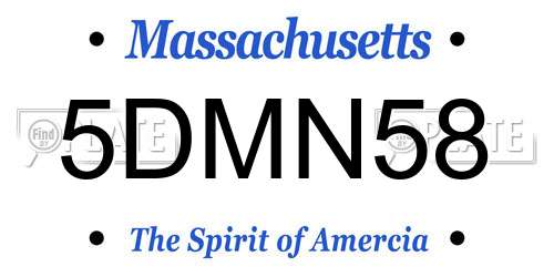 5DMN58 Massachusetts License Plate