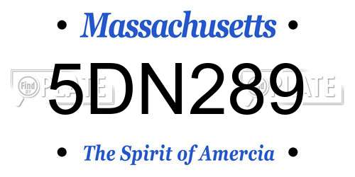 5DN289 Massachusetts License Plate