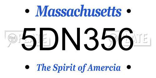 5DN356 Massachusetts License Plate