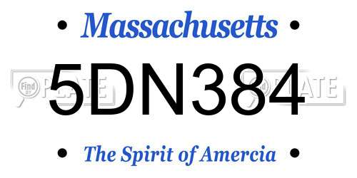 5DN384 Massachusetts License Plate