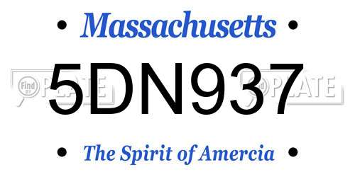 5DN937 Massachusetts License Plate