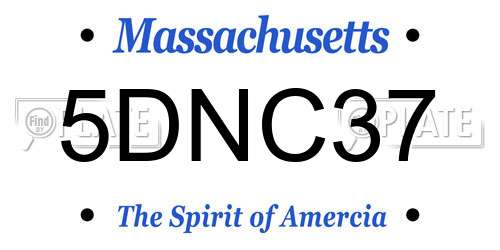 5DNC37 Massachusetts License Plate