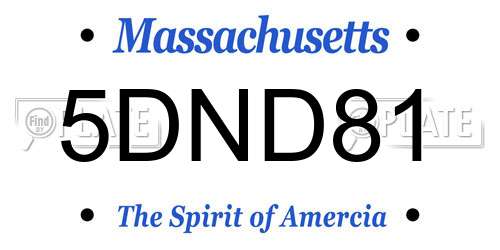 5DND81 Massachusetts License Plate