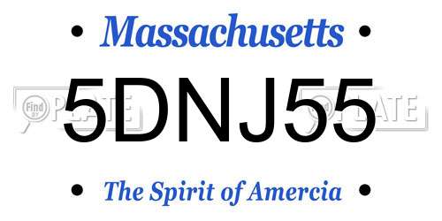 5DNJ55 Massachusetts License Plate