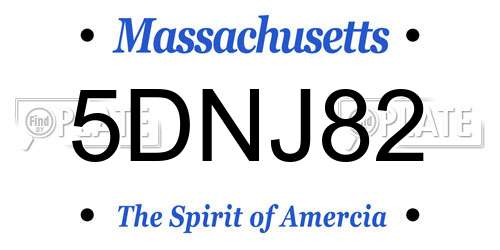 5DNJ82 Massachusetts License Plate