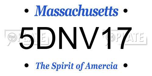 5DNV17 Massachusetts License Plate