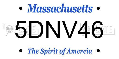 5DNV46 Massachusetts License Plate
