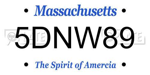 5DNW89 Massachusetts License Plate