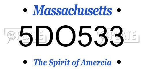 5DO533 Massachusetts License Plate