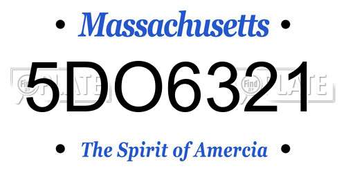 5DO6321 Massachusetts License Plate