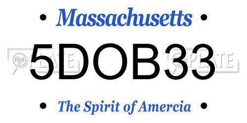 5DOB33 Massachusetts License Plate