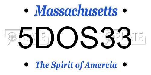 5DOS33 Massachusetts License Plate