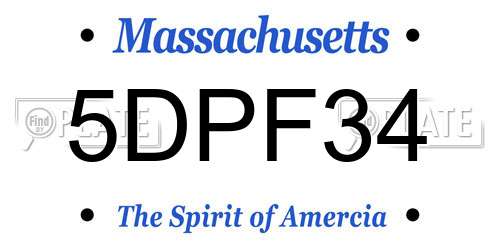 5DPF34 Massachusetts License Plate