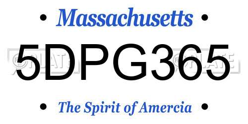 5DPG365 Massachusetts License Plate
