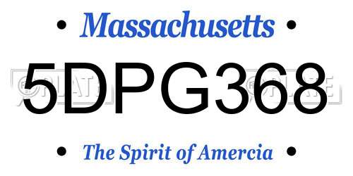 5DPG368 Massachusetts License Plate