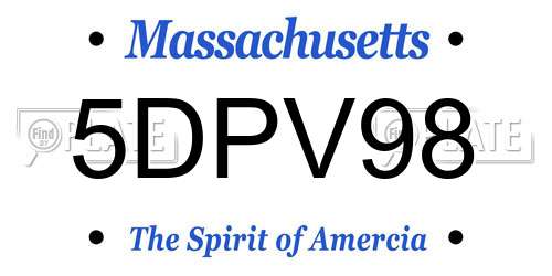 5DPV98 Massachusetts License Plate