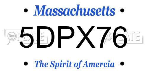 5DPX76 Massachusetts License Plate