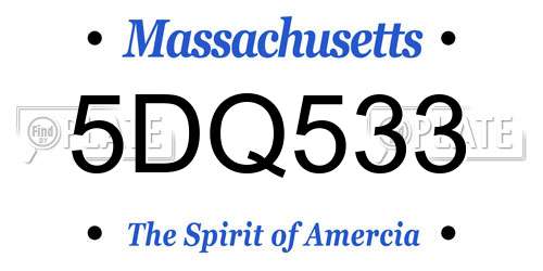 5DQ533 Massachusetts License Plate