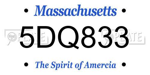 5DQ833 Massachusetts License Plate
