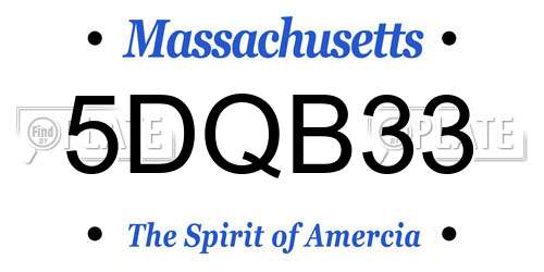5DQB33 Massachusetts License Plate