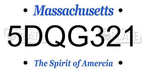 5DQG321 Massachusetts License Plate