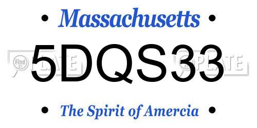5DQS33 Massachusetts License Plate