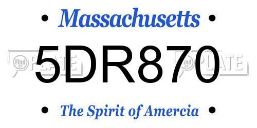 5DR870 Massachusetts License Plate