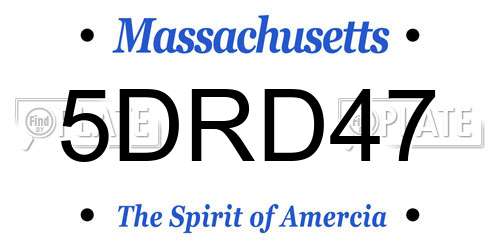 5DRD47 Massachusetts License Plate